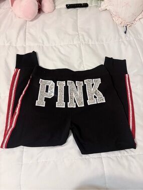 PINK Victoria's Secret Black sequin joggers Y2K
